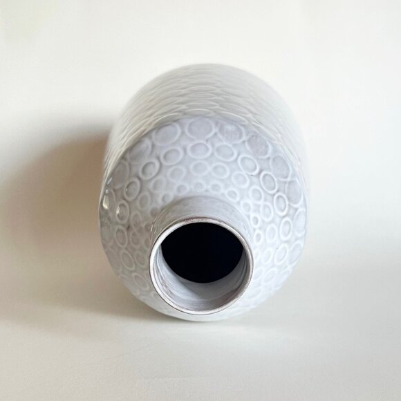 Crate & Barrel Tall White Dot Circle Small Neck Geometric Vase 13" - Picture 10 of 12